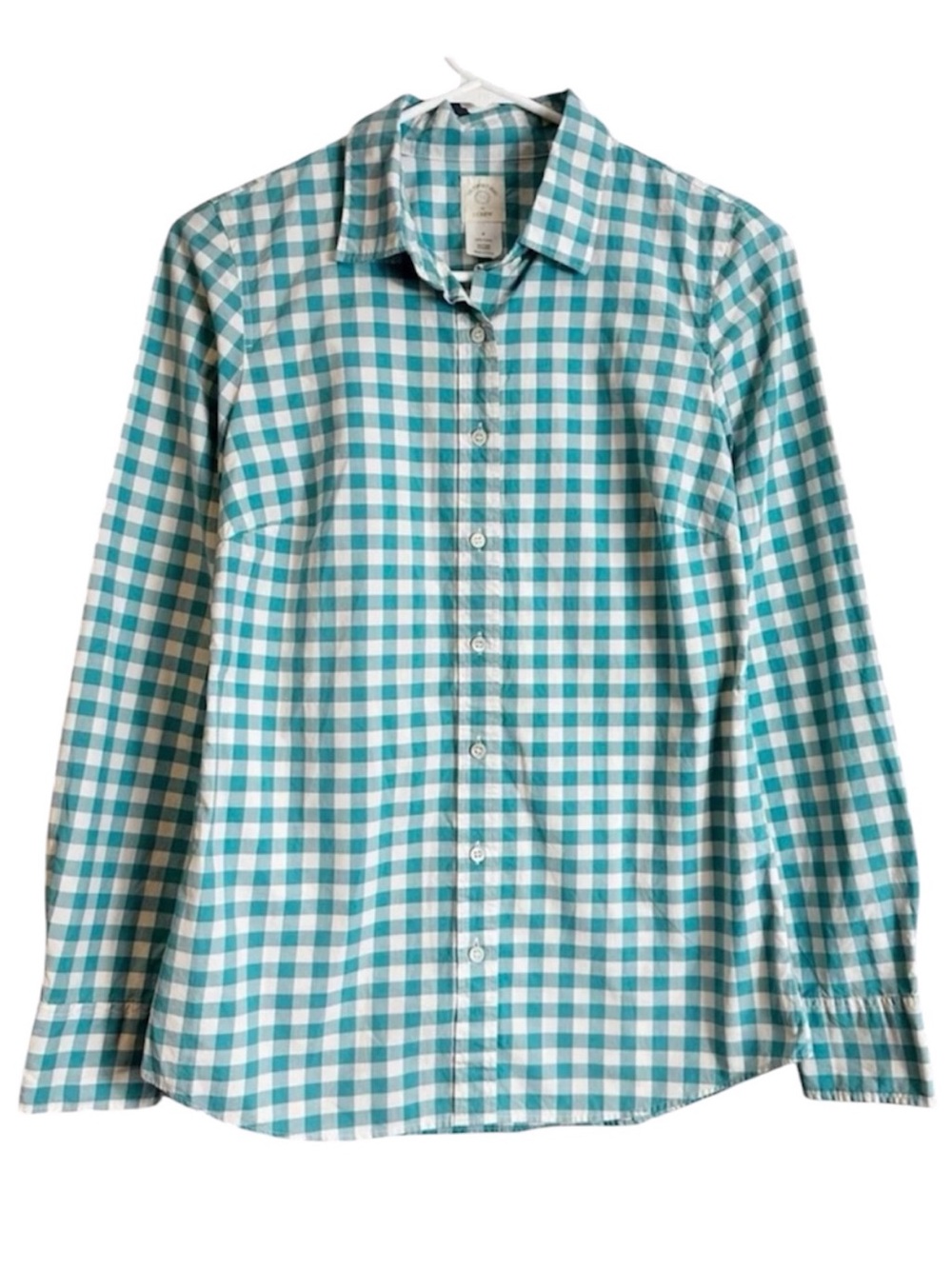 J. Crew The Perfect Shirt Blue Gingham Cotton Button Down FLAW